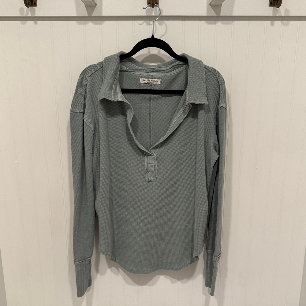 NWOT Free People We The Free Seafoam Collared Knit Top